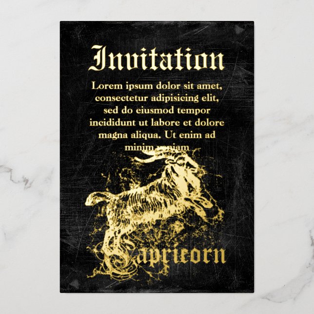 Vintage Zodiac Capricorn Foil Invitation (Front)