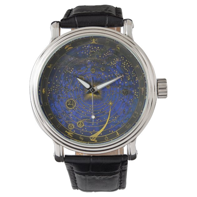 Amazon.com: discountzworld Beautiful Midnight Blue Astrology Zodiac Circle  Collectible 40 mm Unisex Wrist Watch : Clothing, Shoes & Jewelry