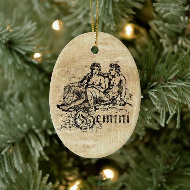 Vintage Zodiac Gemini Ceramic Ornament (Tree)