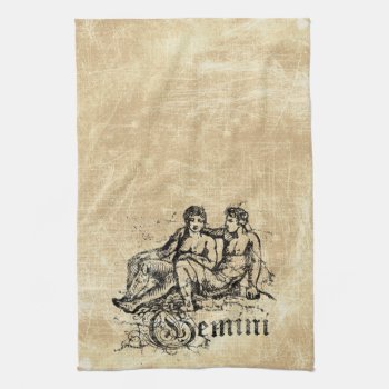 Vintage Zodiac Gemini Kitchen Towel by opheliasart at Zazzle