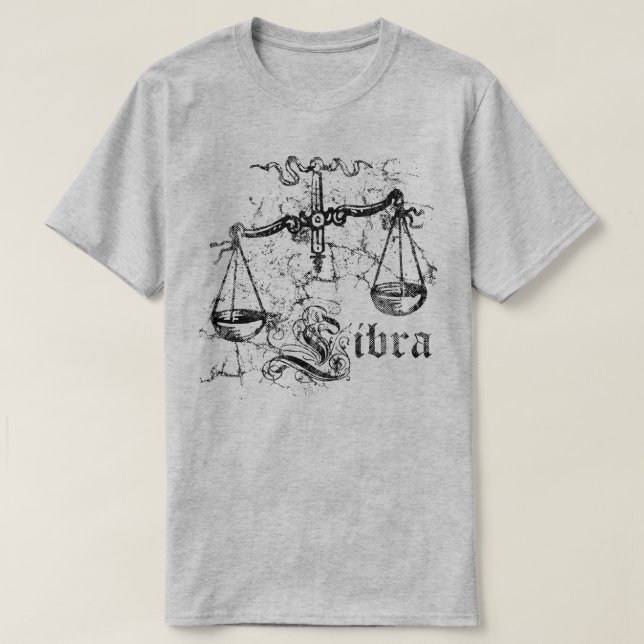 Vintage Zodiac Libra T-Shirt (Design Front)