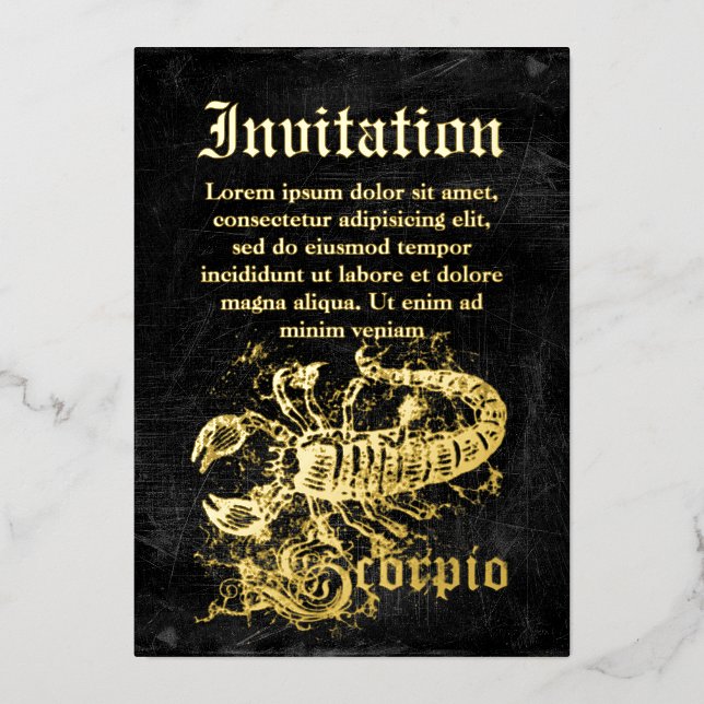 Vintage Zodiac Scorpio Foil Invitation (Front)