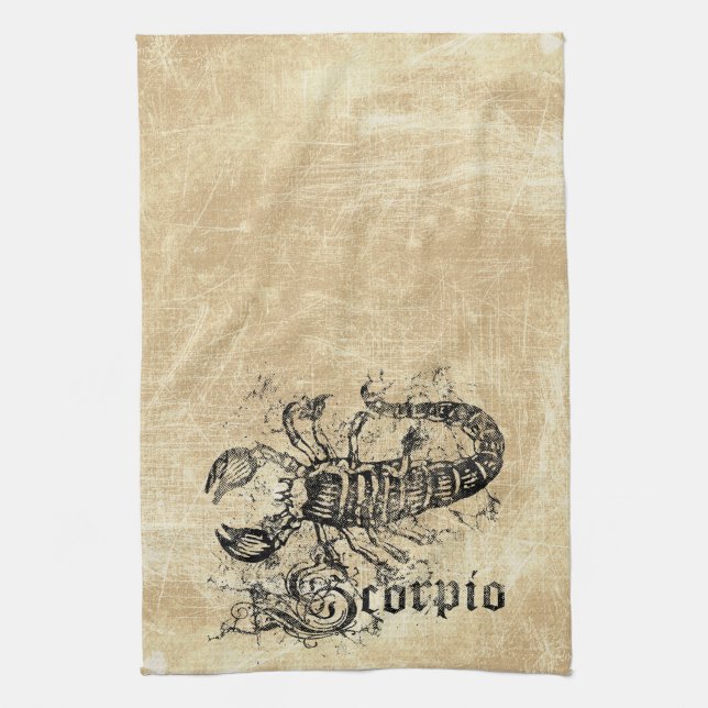 Vintage Zodiac Scorpio Kitchen Towel (Vertical)