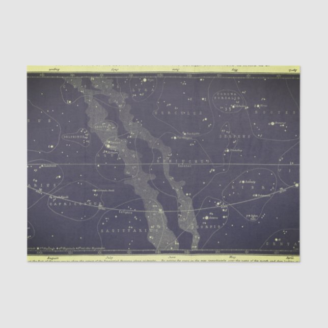 Vintage Zodiac Sky Chart Tissue Paper (Front)