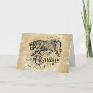 Vintage Zodiac Taurus Card