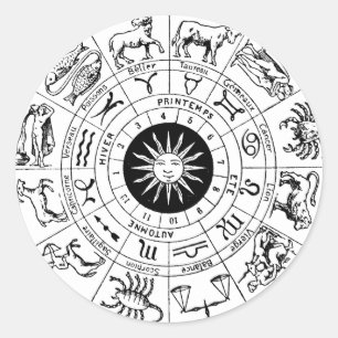 Vintage Zodiac Wheel Classic Round Sticker