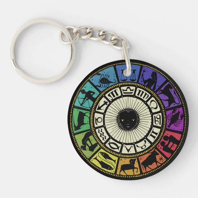 Vintage Zodiac Wheel Keychain (Front)
