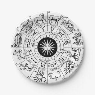 Vintage Zodiac Wheel Paper Plates