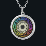 Vintage Zodiac Wheel Silver Plated Necklace<br><div class="desc">Vintage Zodiac Wheel Color Silhouette</div>