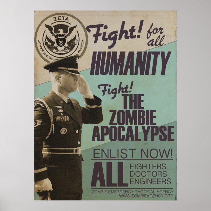 Vintage Zombie Apocalypse Recruitment Poster