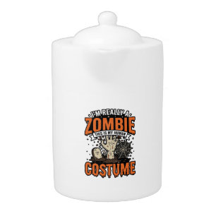 Vintage Zombie Costume Halloween Shirt Design_1 Teapot