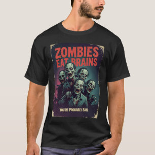 Vintage Zombie Movie Tee - Brains Humor Halloween