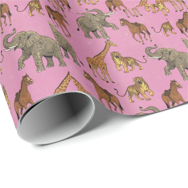 Vintage Zoo Animals Wrapping Paper (Roll Corner)
