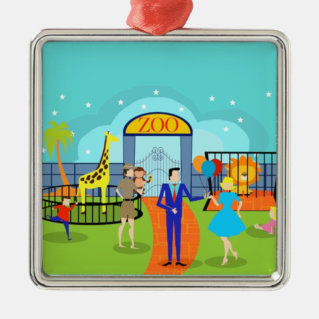 Vintage Zoo Christmas Ornament (Front)