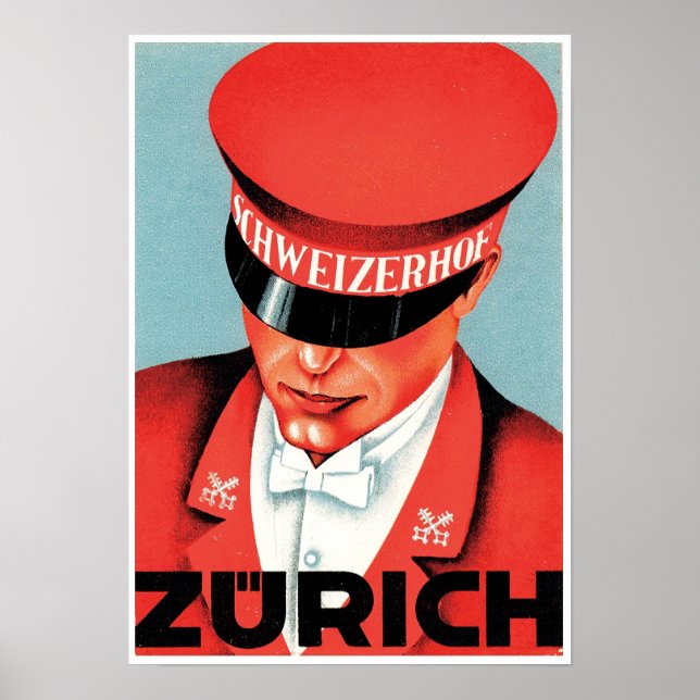 Vintage Zurich Hotel Travel Advertisement Poster (Front)