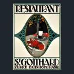 Vintage Zurich Restaurant Advertising Art Deco Poster<br><div class="desc">Extremely rare Art Deco poster by Otto Baumberger, ca 1913, for the restaurant of the elegant five-storey luxury Hotel St-Gotthard, founded in 1889 in Zürich. This product (from small to maximum size) is reproduced from a publication, advertisement or vintage print. The image has been cleaned, digitally enhanced and restored where...</div>
