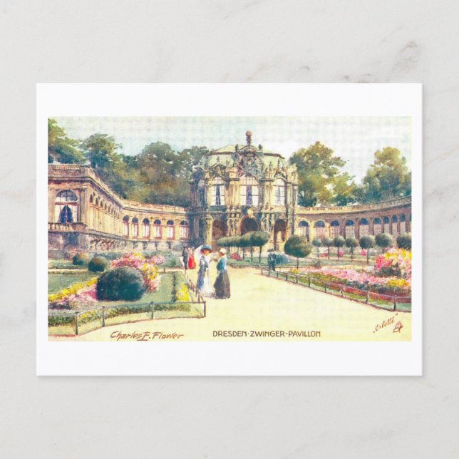 Vintage Zwinger Pavillion in Dresden, Germany Postcard (Front)