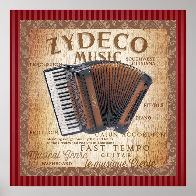 Vintage Zydeco Music Poster (Front)