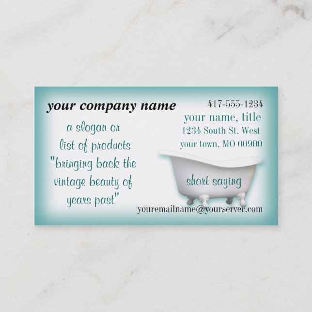 VintageBathtub2 Business Card-customize-choices Card (Front)