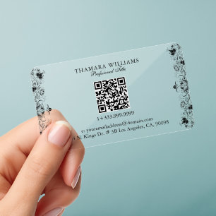 VintageBlack Swirl Frame Clear Business Cards