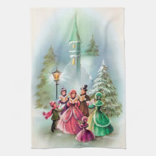 VintageChristmas Carolers kitchen towel