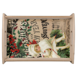 VintageEphemera Christmas New Year Souvenir Poster Serving Tray