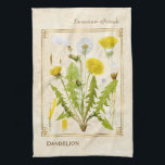 Vintagel Herbal Yellow Dandelion Flower Botanical Kitchen Towel<br><div class="desc">Capture the charm of yesterday with Charmed Life's vintage herbal art kitchen towels featuring antique German lithographs of medicinal plants and herbs from Franz Eugen Köhler’s "Medizinal-Pflanzen" or "Medicinal Plants" published in 1887. Taraxacum is a large genus of flowering plants in the family Asteraceae. The common name dandelion is given...</div>