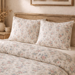 VintageRustic Shabby Chic Floral on Wood Farmhouse Pillow Case
