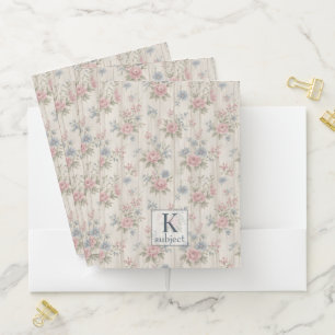 VintageRustic Shabby Chic Floral on Wood Farmhouse Pocket Folder