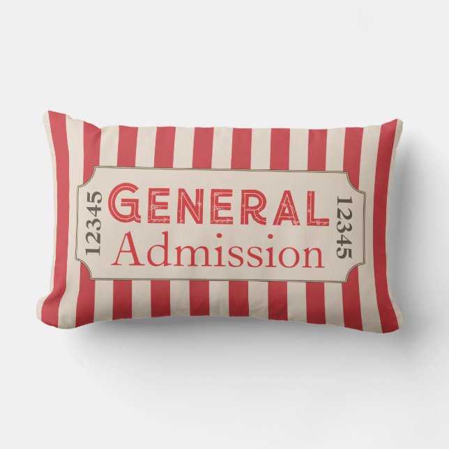 VintagGeneral Admission Movie Ticket Cinema Pillow (Front)