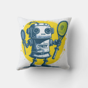 vintaje cute robot steampunk friendly IA 4 Throw Pillow