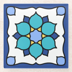 Vintate Catalina Island Tile Design Glass Coaster