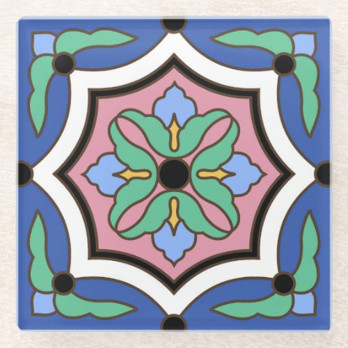 Vintate Catalina Island Tile Design Glass Coaster