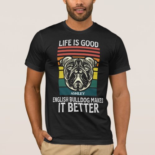 Vinteage English Bulldog Retro Style Dog T_Shirt