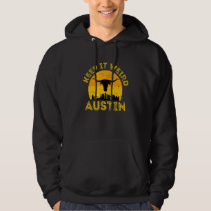 Vintge Austin Texas Keep It Weird Longhorn Sunset Hoodie