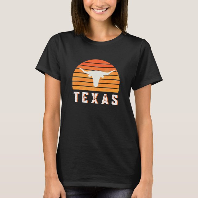 Vintge Austin  Texas Keep It Weird Longhorn Sunset T-Shirt (Front)