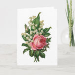 Vintge Pink Rose &amp; Lily Of The Valley, Card at Zazzle