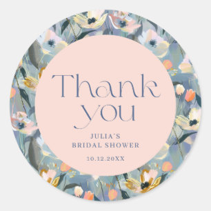 Vintge Retro Thank You Bridal Shower Classic Round Sticker