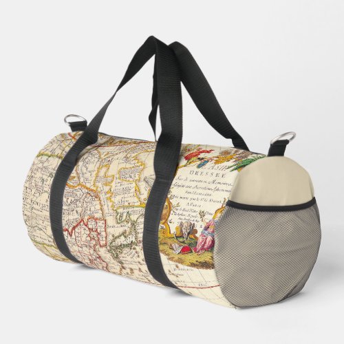 Vintge World Map In Brown and Ivory Duffle Bag