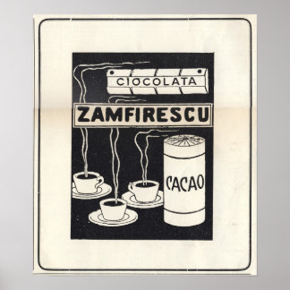 Vintige ad 1913 for Romanian for cocholate Poster