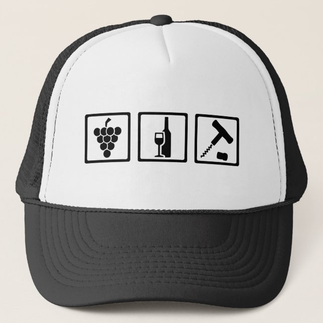 Vintner wine grapes corkscrew trucker hat (Front)