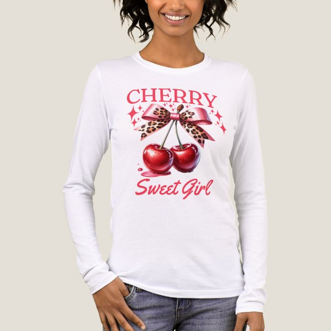 Vintsge Cherry and pink bow women's Tri-Blend Shirt (Front)
