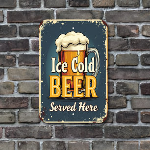 Vintsge Ice Cold Beer Served Here Metal Sign