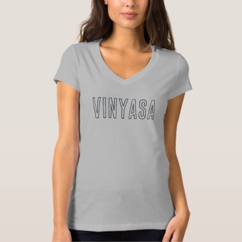 Vinyasa Yoga Black Typography on Gray T_Shirt