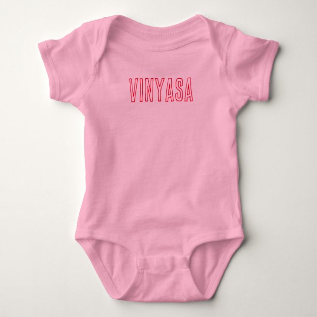 Vinyasa Yoga Red Typography on Pink Baby Bodysuit (Front)