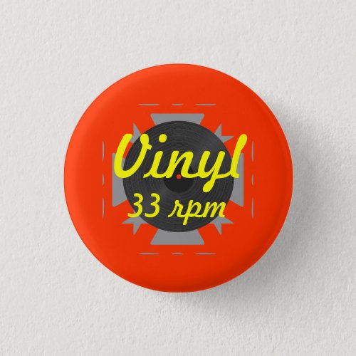 Vinyl 33 rpmYellowOrange Pinback Button