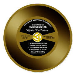 Vinyl 45 Gold Record Birthday Party Invitation