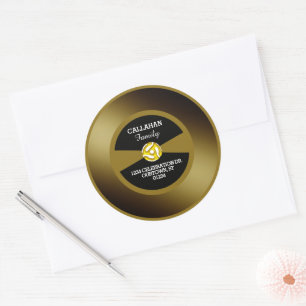 Vinyl 45 Gold Record Family Address Classic Round Sticker