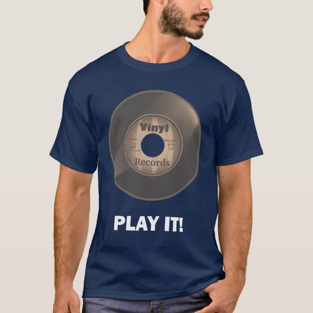 Vinyl 45 Play It Sepia Tone T-Shirt (Front)