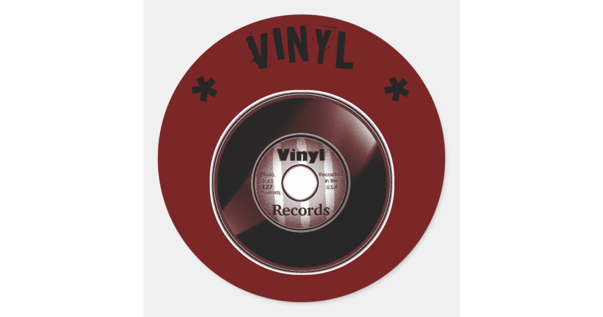 VINYL 45 RPM record, Black & Red Classic Round Sticker | Zazzle